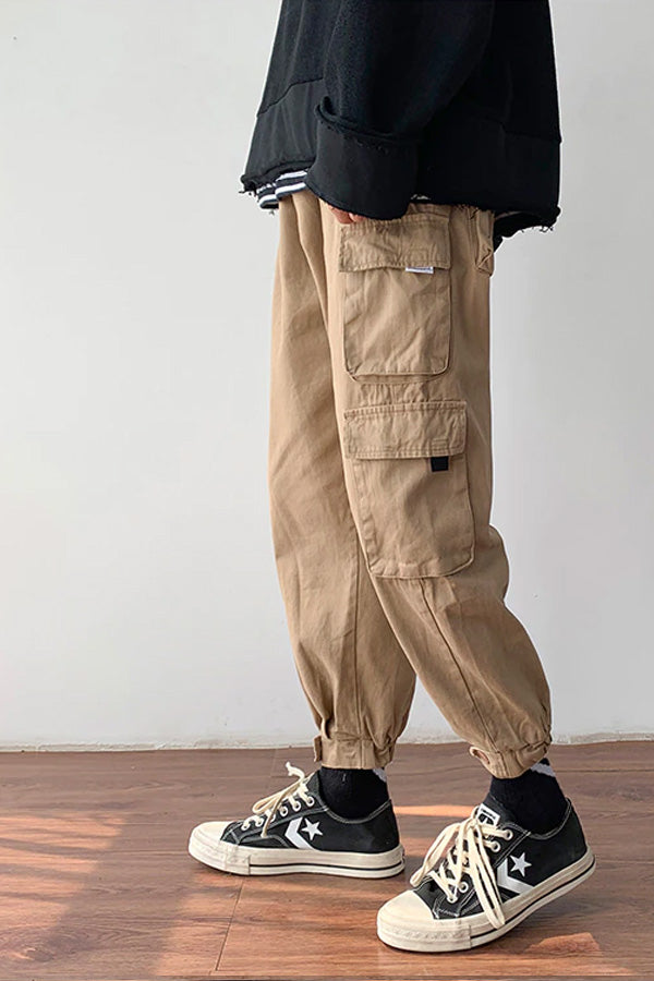 S-5XL 4 Pocket Black Cargo Pants Men Korean Fashion Slim Fit Mens Plus Size  Trouser Unisex Skinny Plain Military Army