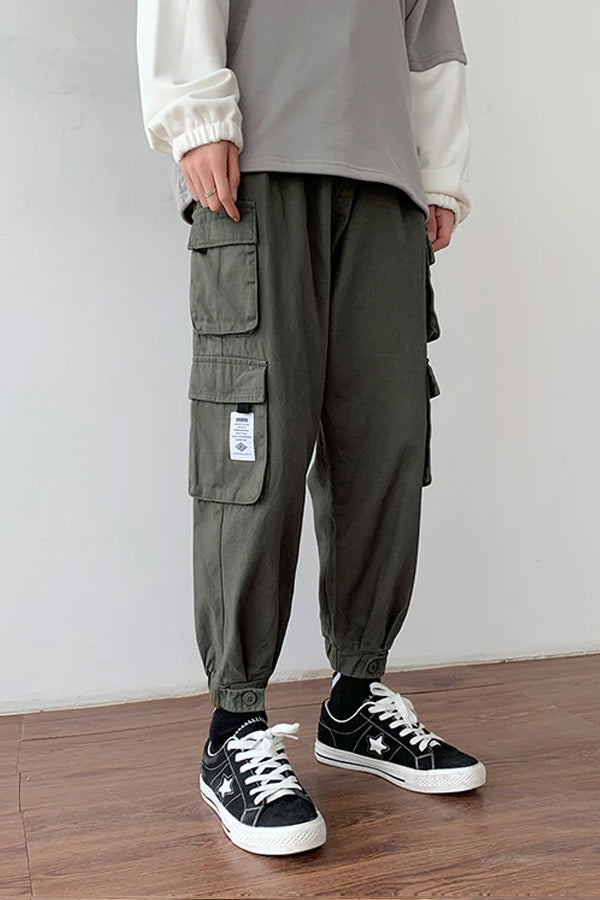 Black Korean Pocket Cargo Pants | Street Style Store | SSS