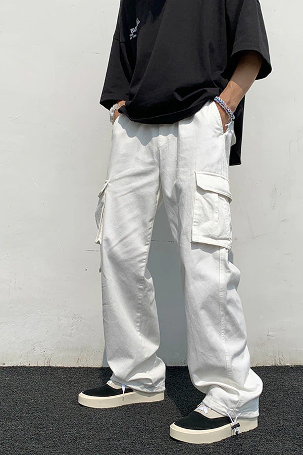 Baggy White Cargo Pants | Urban Streetwear