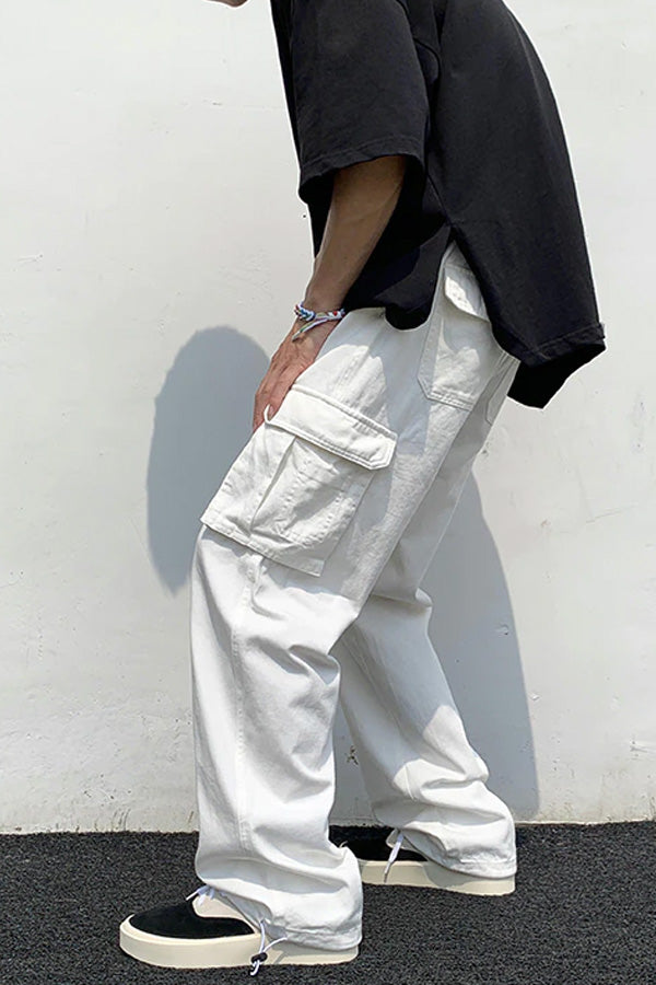Baggy White Cargo Pants | Urban Streetwear